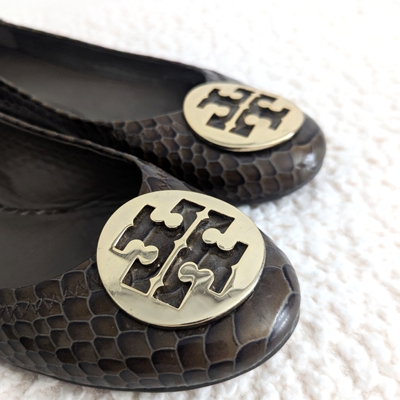 Tory Burch Ballet Flats in Brown Snakeskin-Embossed Genuine Leather - Picture 8 of 12